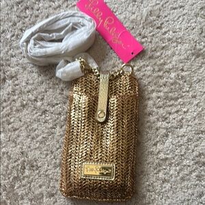 Lilly Pulitzer Metallic Gold Woven Pouch